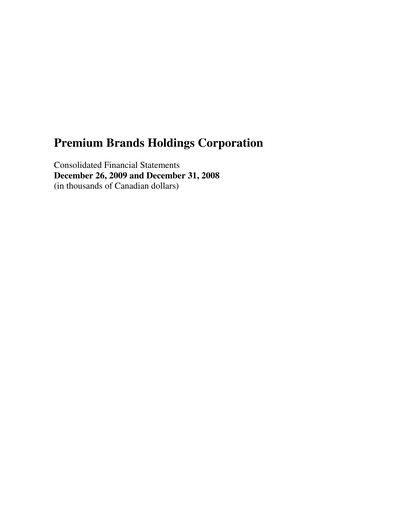 Thumbnail Premium Brands Financial Statement 2009