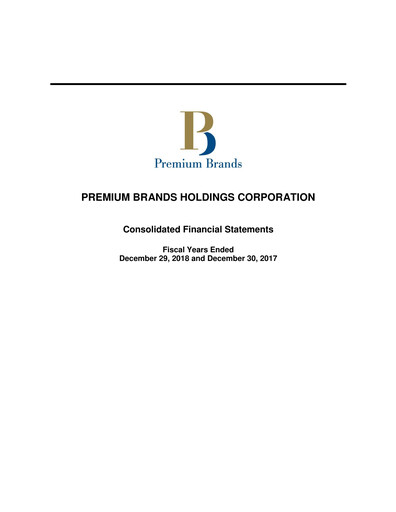Thumbnail Premium Brands Financial Statement 2018