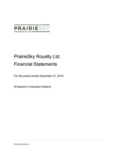 Vorschaubild PrairieSky Royalty
 Finanzmitteilung 2014