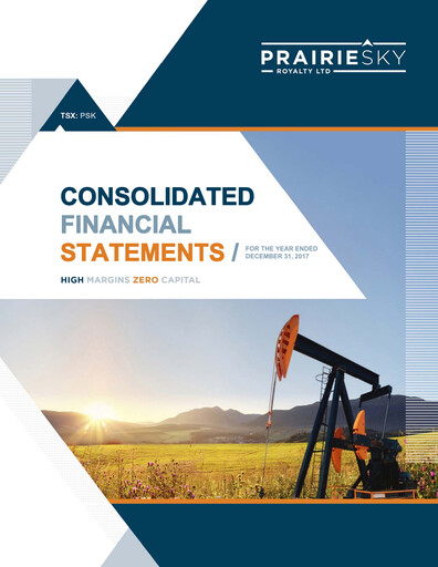 Vorschaubild PrairieSky Royalty
 Finanzmitteilung 2017