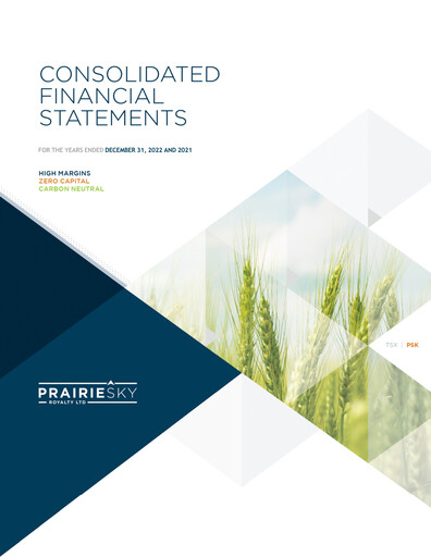Vorschaubild PrairieSky Royalty
 Finanzmitteilung 2022