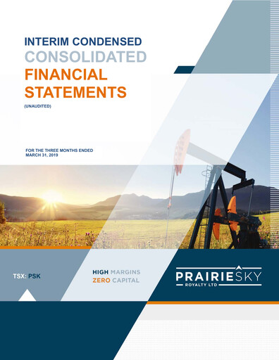 Thumbnail PrairieSky Royalty
 Quarterly Report 2019-q1