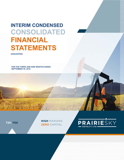 Thumbnail PrairieSky Royalty
 Quarterly Report 2019-q3