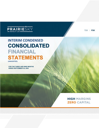 Thumbnail PrairieSky Royalty
 Quarterly Report 2020-q3