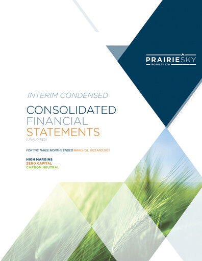 Thumbnail PrairieSky Royalty
 Quarterly Report 2022-q1