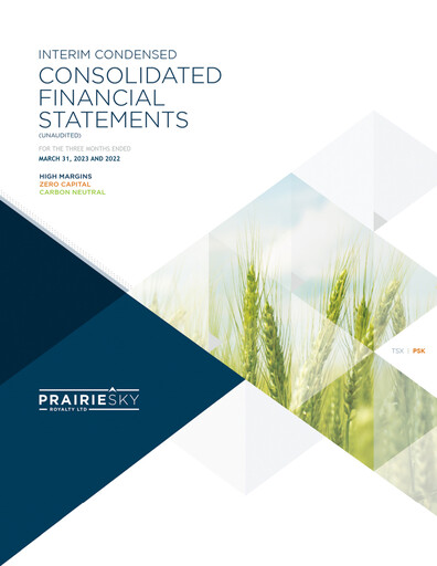 Thumbnail PrairieSky Royalty
 Quarterly Report 2023-q1