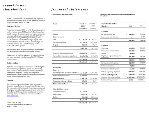 Thumbnail Peyto Exploration & Development Quarterly Report 2000-q1