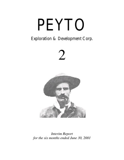 Miniature Peyto Exploration & Development Rapport trimestriel 2001-q2