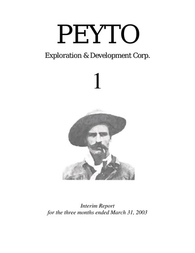 Thumbnail Peyto Exploration & Development Quarterly Report 2003-q1
