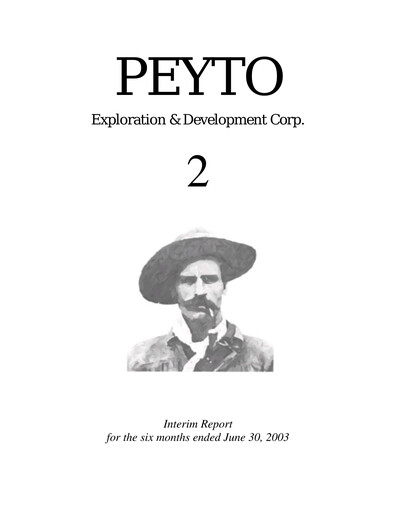 Miniature Peyto Exploration & Development Rapport trimestriel 2003-q2