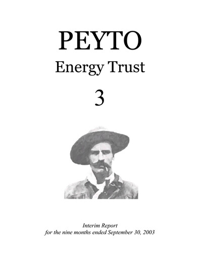 Thumbnail Peyto Exploration & Development Quarterly Report 2003-q3