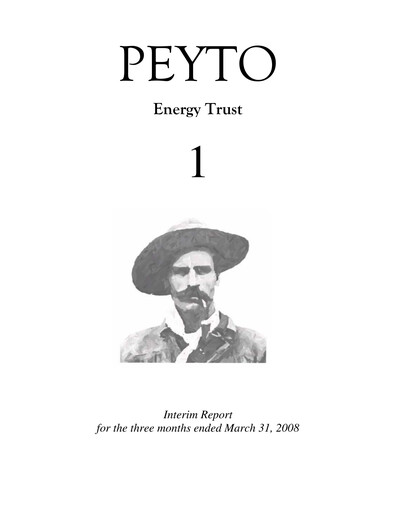Miniature Peyto Exploration & Development Rapport trimestriel 2008-q1