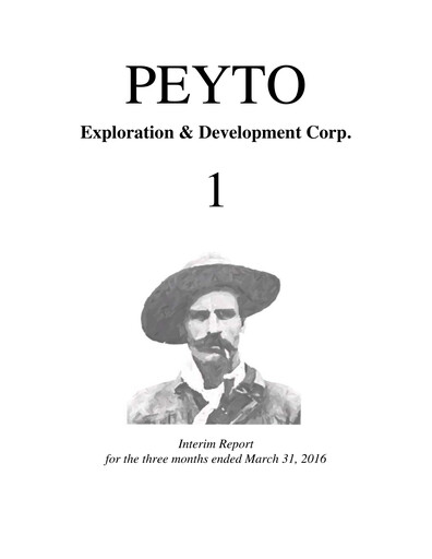 Thumbnail Peyto Exploration & Development Quarterly Report 2016-q1