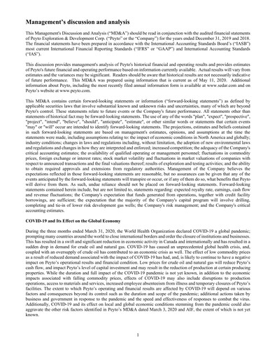 Thumbnail Peyto Exploration & Development Quarterly Report 2020-q1