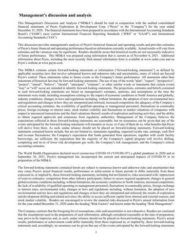 Thumbnail Peyto Exploration & Development Quarterly Report 2021-q3