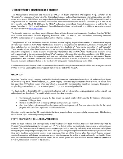 Thumbnail Peyto Exploration & Development Quarterly Report 2023-q1