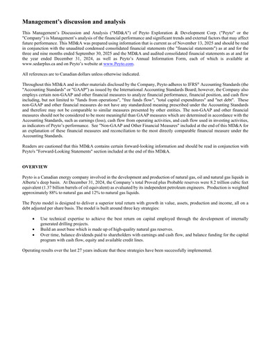 Thumbnail Peyto Exploration & Development Quarterly Report 2025-q3