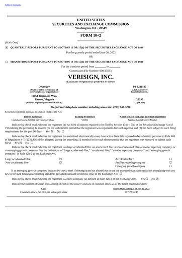 Thumbnail VeriSign Quarterly Report 2022-q2