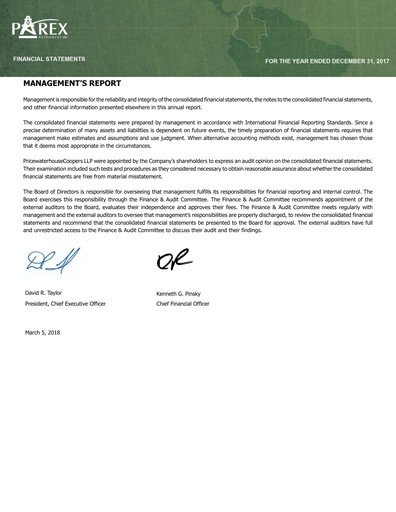 Thumbnail Parex Resources Financial Statement 2017