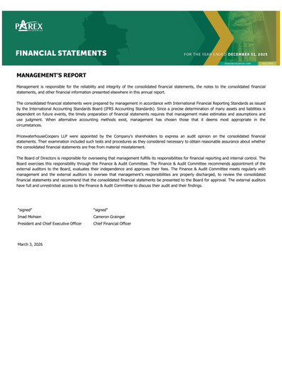 Thumbnail Parex Resources Financial Statement 2025