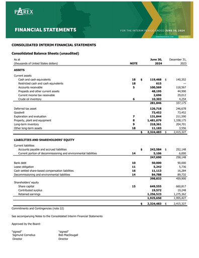 Thumbnail Parex Resources Quarterly Report 2024-q2
