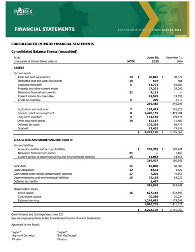 Thumbnail Parex Resources Quarterly Report 2025-q2