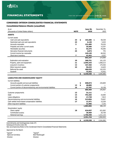 Thumbnail Parex Resources Quarterly Report 2026-q2