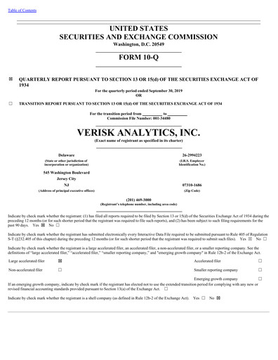 Thumbnail Verisk Analytics Quarterly Report 2019-q3