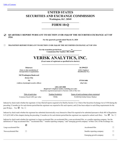 Thumbnail Verisk Analytics Quarterly Report 2020-q1