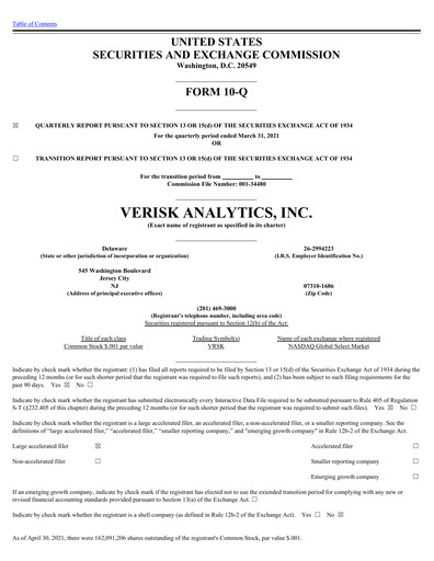 Thumbnail Verisk Analytics Quarterly Report 2021-q1