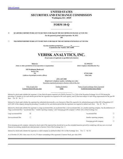 Thumbnail Verisk Analytics Quarterly Report 2021-q3