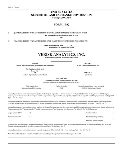 Thumbnail Verisk Analytics Quarterly Report 2022-q3