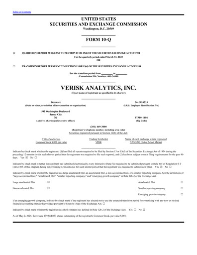 Thumbnail Verisk Analytics Quarterly Report 2025-q1