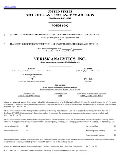 Thumbnail Verisk Analytics Quarterly Report 2025-q3