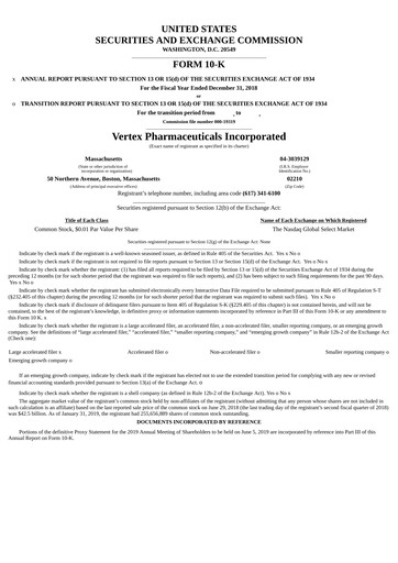 Thumbnail Vertex Pharmaceuticals Annual Report 2018