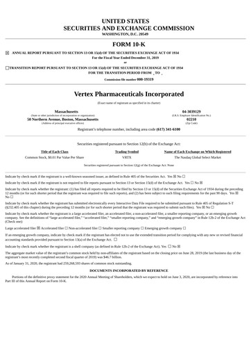 Thumbnail Vertex Pharmaceuticals Annual Report 2019