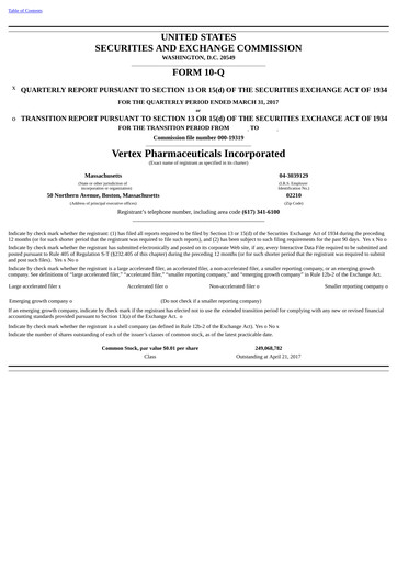 Thumbnail Vertex Pharmaceuticals Quarterly Report 2017-q1