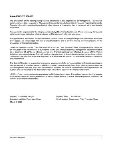 Thumbnail NuVista Energy Financial Statement 2019