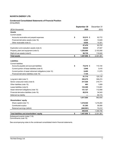 Thumbnail NuVista Energy Quarterly Report 2020-q3