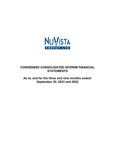 Thumbnail NuVista Energy Quarterly Report 2023-q3