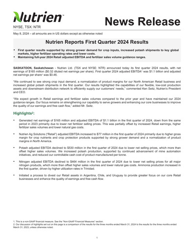 Thumbnail Nutrien Quarterly Report 2024-q1