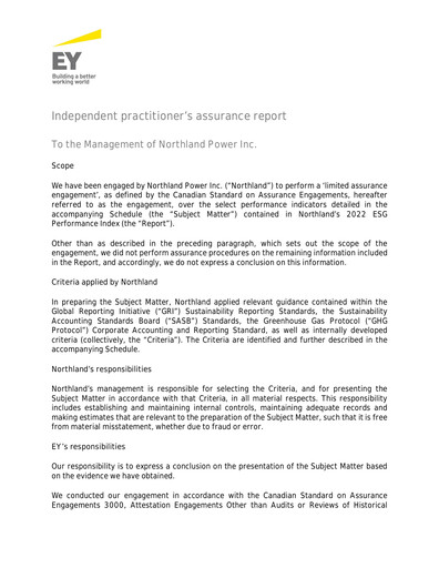 Thumbnail Northland Power
 ESG Report 2022