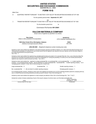 Miniature Vulcan Materials Rapport trimestriel 2017-q3