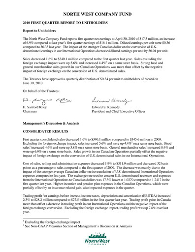 Thumbnail The North West Company Quarterly Report 2010-q1