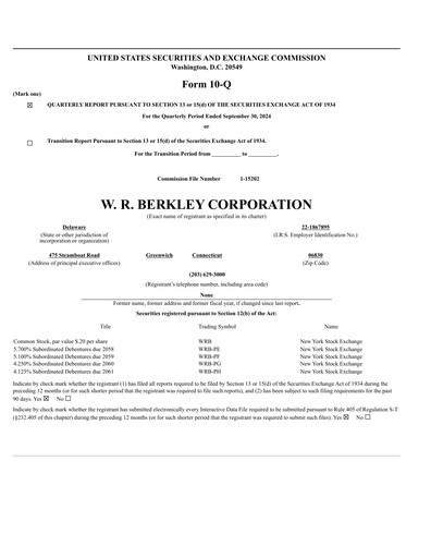 Thumbnail W. R. Berkley Quarterly Report 2024-q3