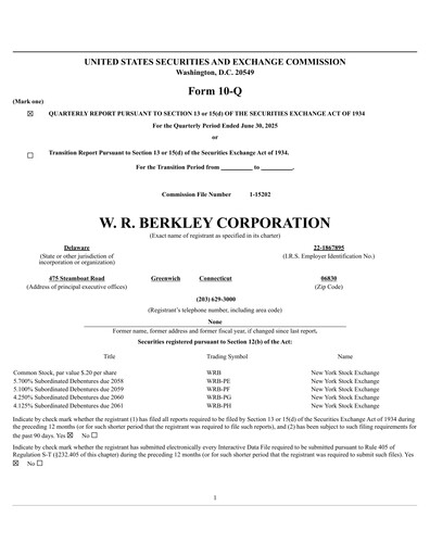 Thumbnail W. R. Berkley Quarterly Report 2025-q2