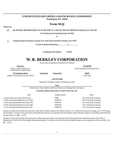Thumbnail W. R. Berkley Quarterly Report 2026-q2