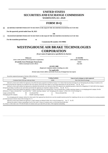 Thumbnail Wabtec Quarterly Report 2023-q2