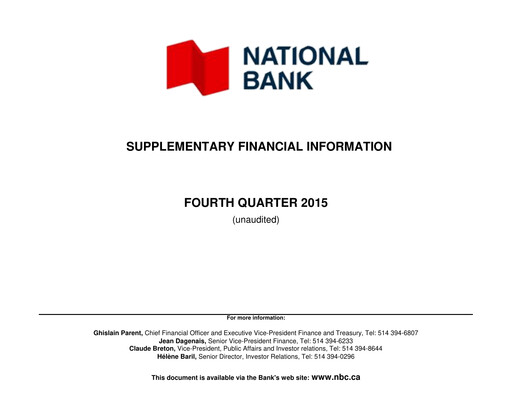 Thumbnail National Bank of Canada
 Financial Statement 2015