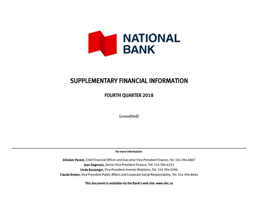 Thumbnail National Bank of Canada
 Financial Statement 2018
